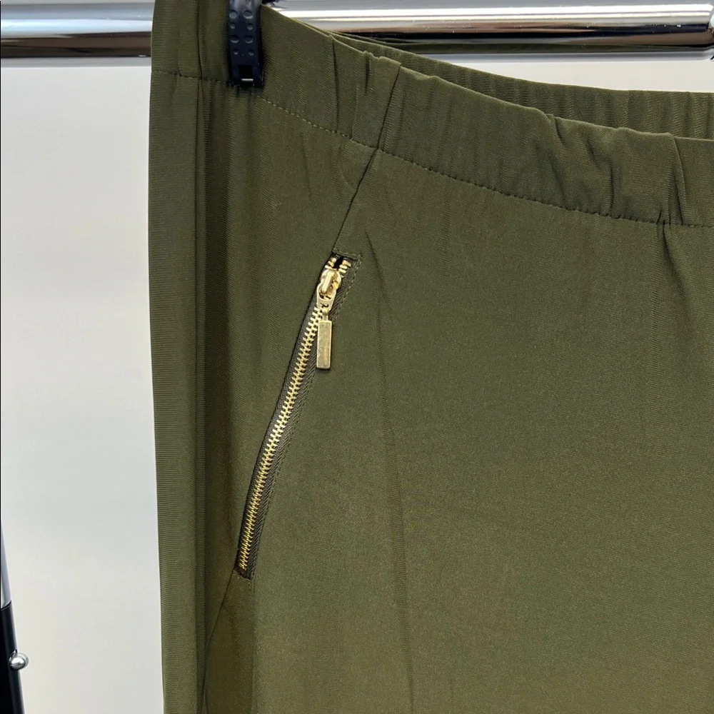Nina Leonard Chic Green Women's Dressy Joggers with Gold zippers Size 1X